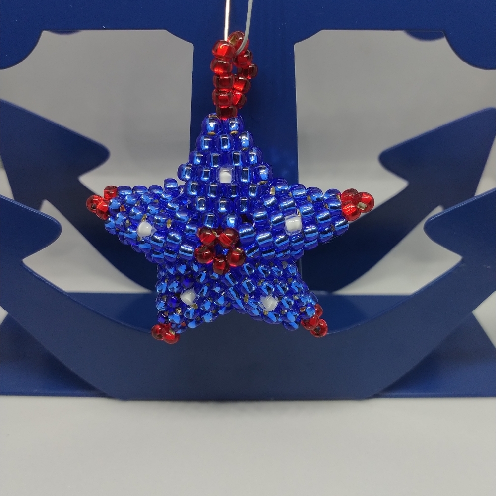 Handmade 3D Seed Bead Christmas Holiday Ornament